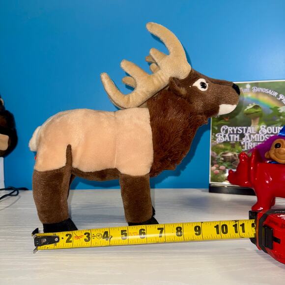 Wild Republic Elk Plush 12” Wildlife Stuffed Animal EUC Brown Antlers - Picture 5 of 6